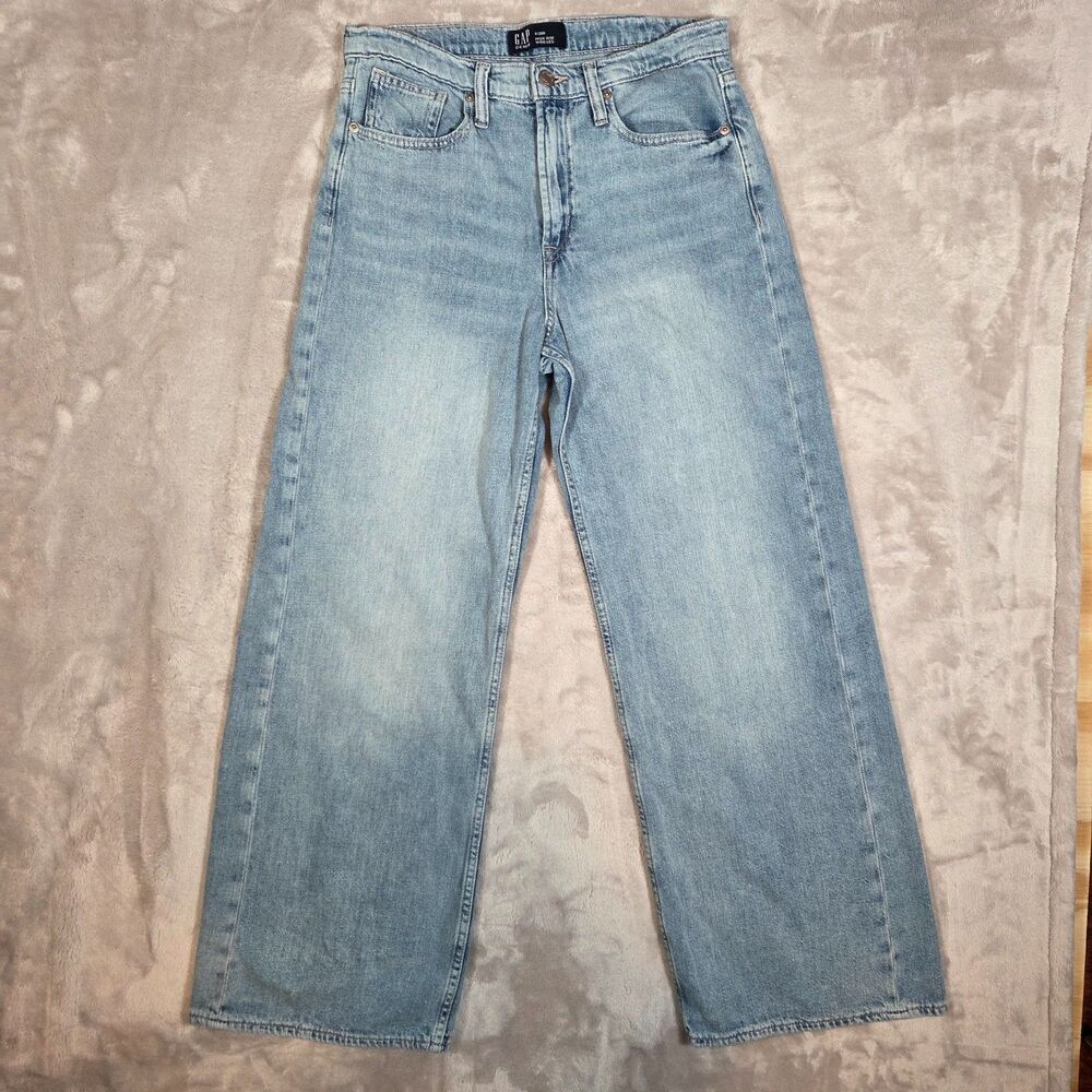 GAP High Rise Wide Leg Jeans Women’s 6/28 Light Wash 100% Cotton Denim